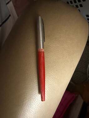 Vintage Platinum Preppy Fountain Pen Red Body Brushed Silver Cap